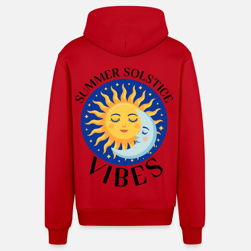 Litha Pagan Solstice d’été Midsommar - Veste à capuche bio décontractée fabriquée en UE - rouge