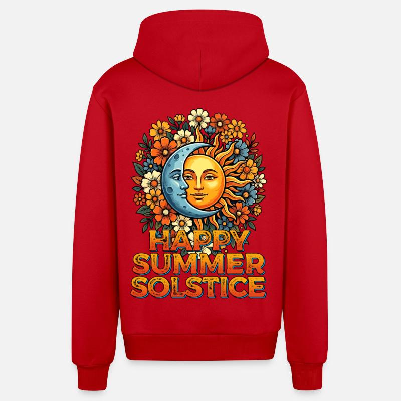 Litha Pagan Solstice d’été Midsommar - Veste à capuche bio décontractée fabriquée en UE - rouge