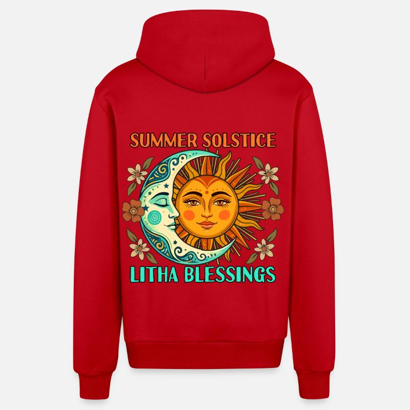 Litha Pagan Summer Solstice Midsummer Midsommar - Organic Relaxed Kapuzenjacke Made in EU - Rot