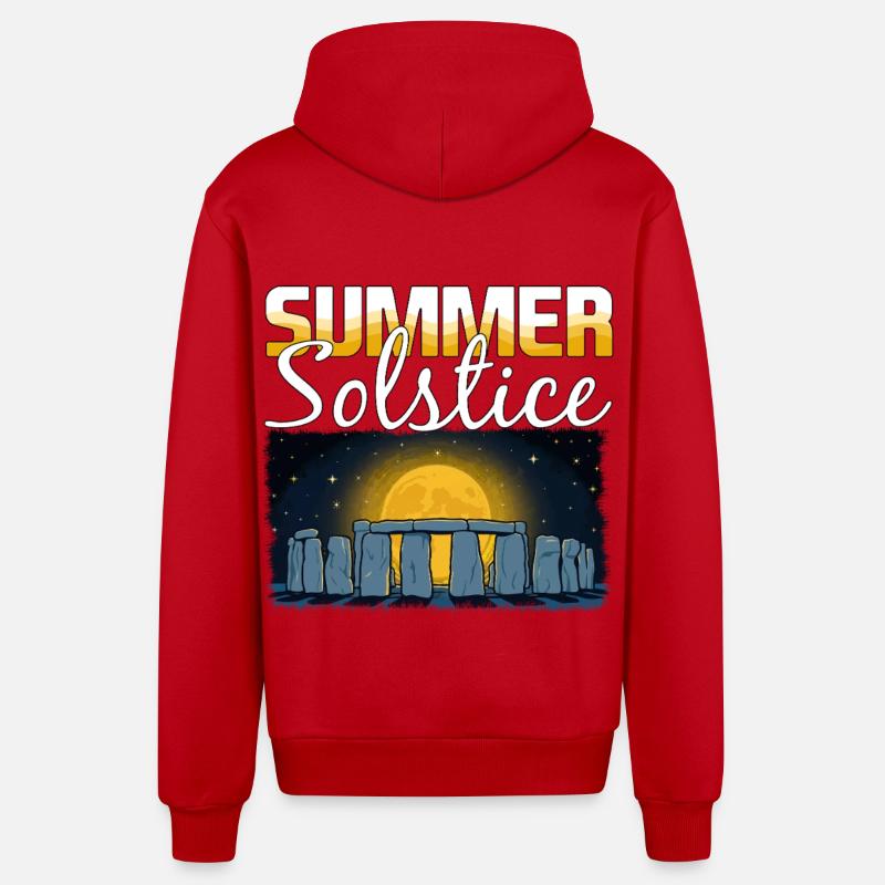 Litha Pagan Solstice d’été Midsommar - Veste à capuche bio décontractée fabriquée en UE - rouge