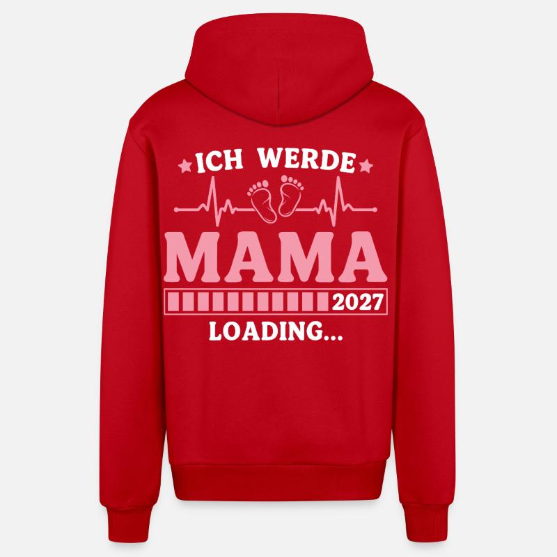 Ich werde Mama 2027 – Werdende Mutter - Organic Relaxed Kapuzenjacke Made in EU - Rot