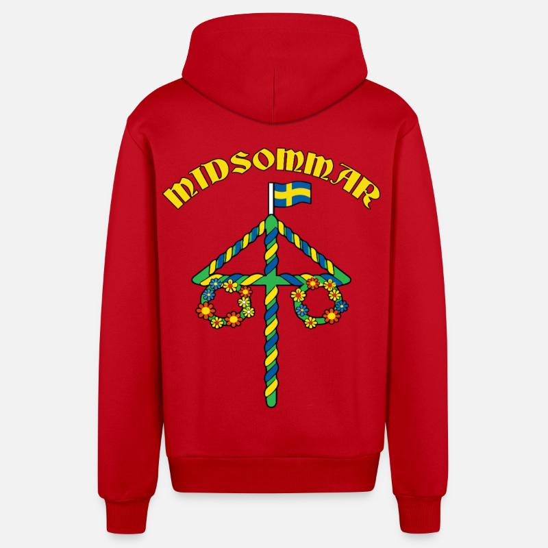 Litha Pagan Solstice d’été Midsommar - Veste à capuche bio décontractée fabriquée en UE - rouge