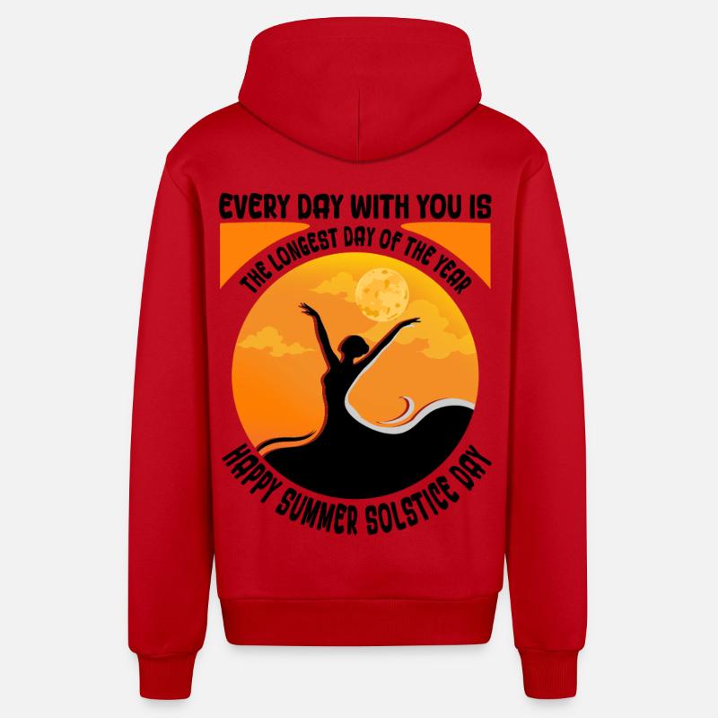 Litha Pagan Solstice d’été Midsommar - Veste à capuche bio décontractée fabriquée en UE - rouge