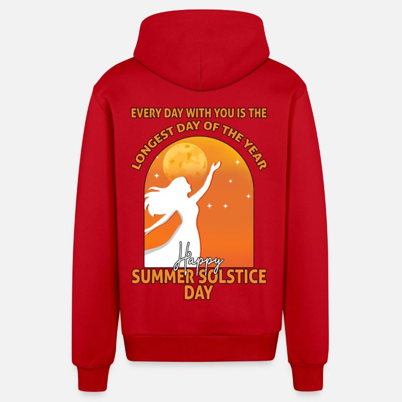 Litha Pagan Solstice d’été Midsommar - Veste à capuche bio décontractée fabriquée en UE - rouge