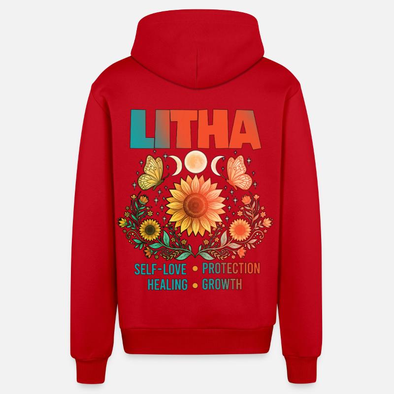 Litha Pagan Solstice d’été Midsommar - Veste à capuche bio décontractée fabriquée en UE - rouge