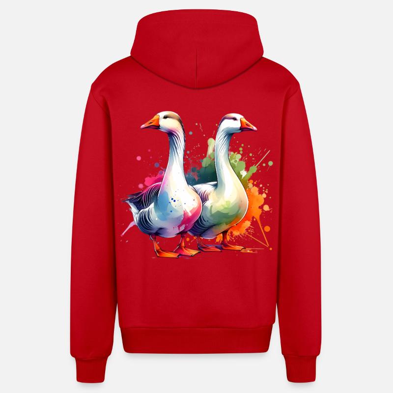 Emdengans Embden Goose - Veste à capuche bio décontractée fabriquée en UE - rouge
