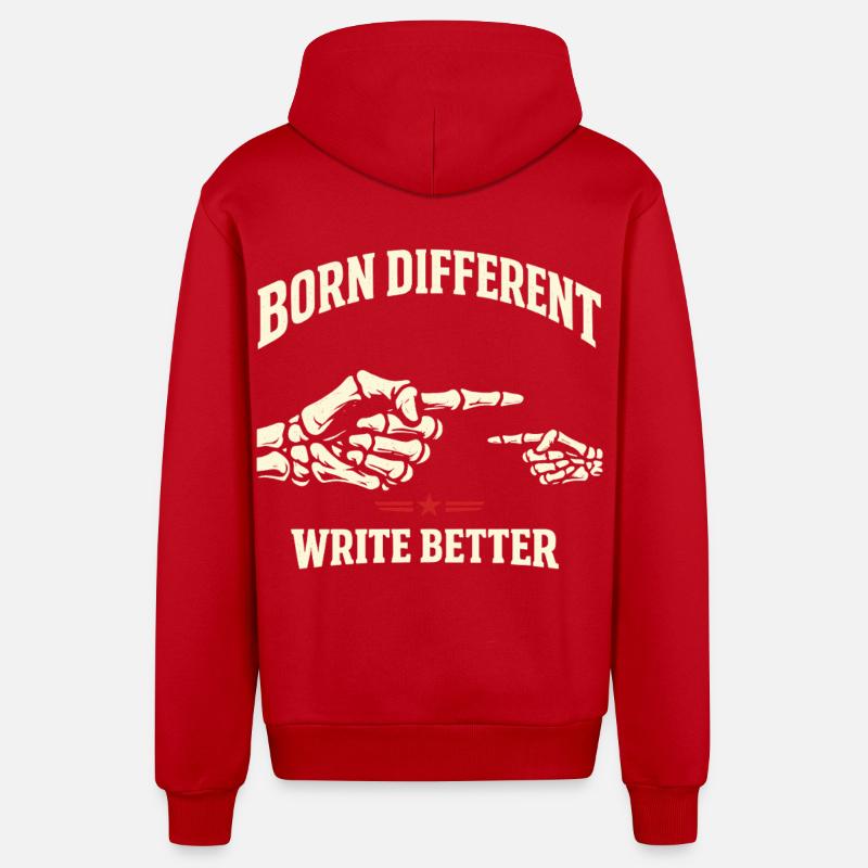 Né différent - Veste à capuche bio décontractée fabriquée en UE - rouge