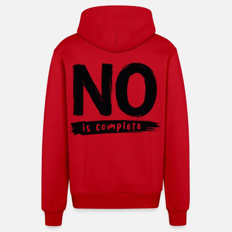 No is complete Funny Saying Statement - Organic Relaxed Hooded Jacket Made in EU - red