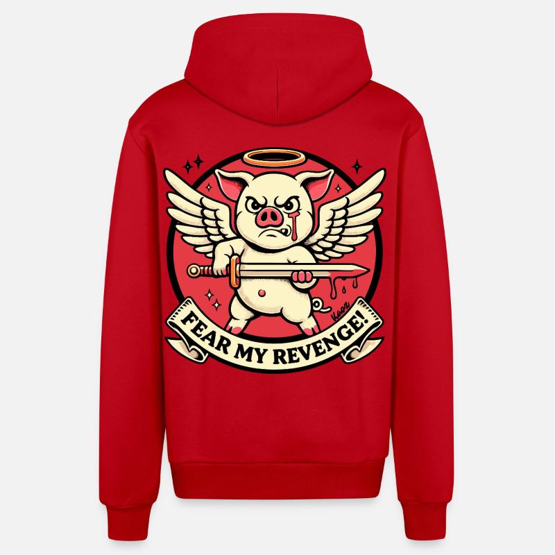 Cochon Ailé de la Vengeance - Veste à capuche bio décontractée fabriquée en UE - rouge