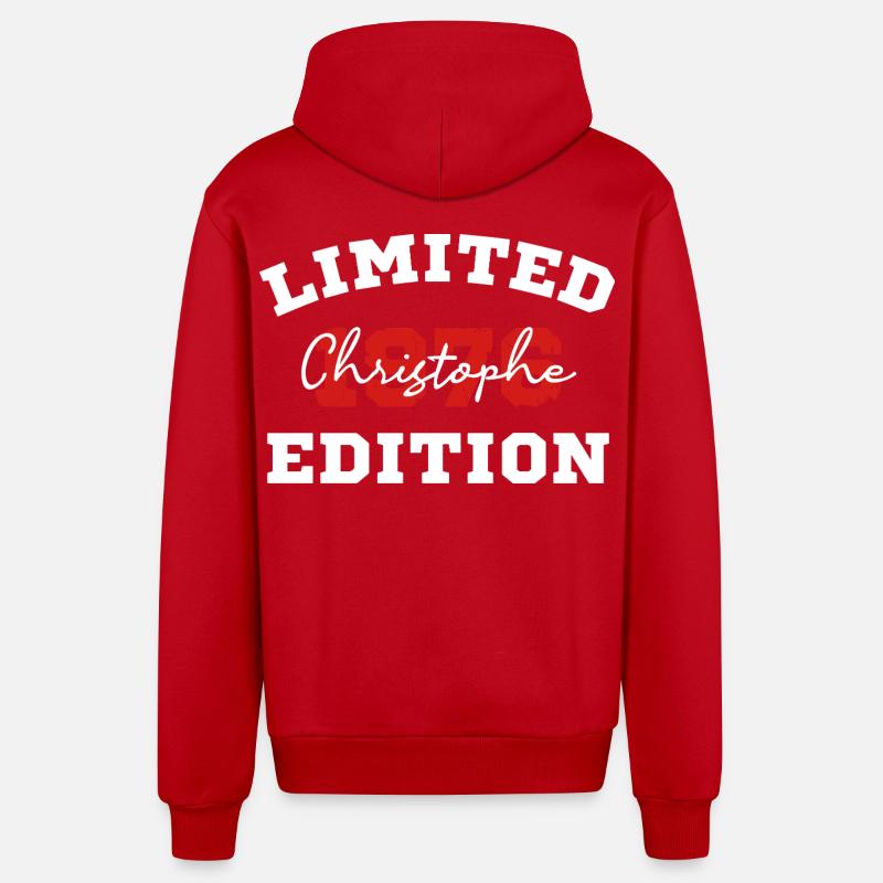 Edition Limitee 1076 Christophe - Veste à capuche bio décontractée fabriquée en UE - rouge