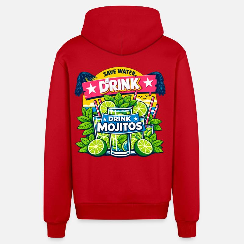 Sauvez l'eau, buvez Mojitos - Veste à capuche bio décontractée fabriquée en UE - rouge