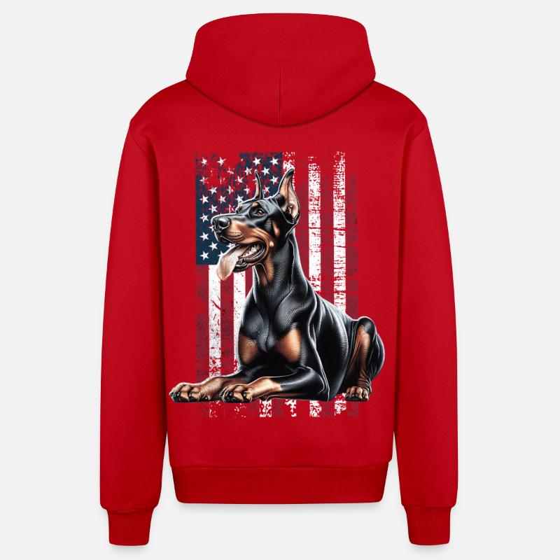 Doberman US Dobermann - Veste à capuche bio décontractée fabriquée en UE - rouge