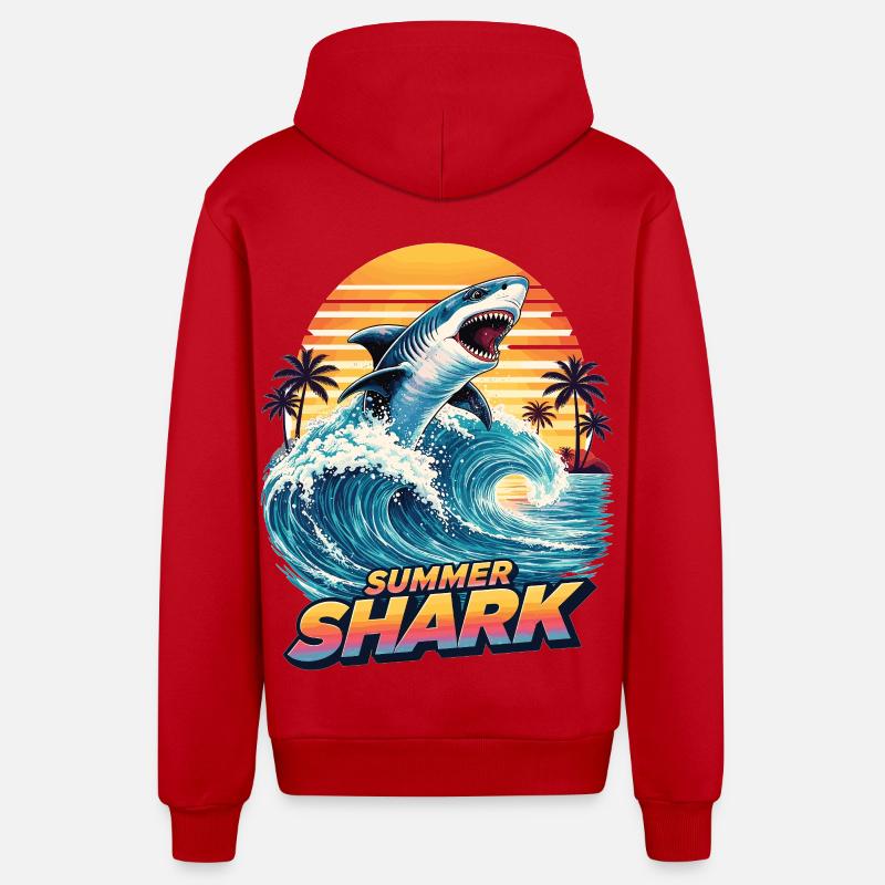 Requin d’été - Veste à capuche bio décontractée fabriquée en UE - rouge