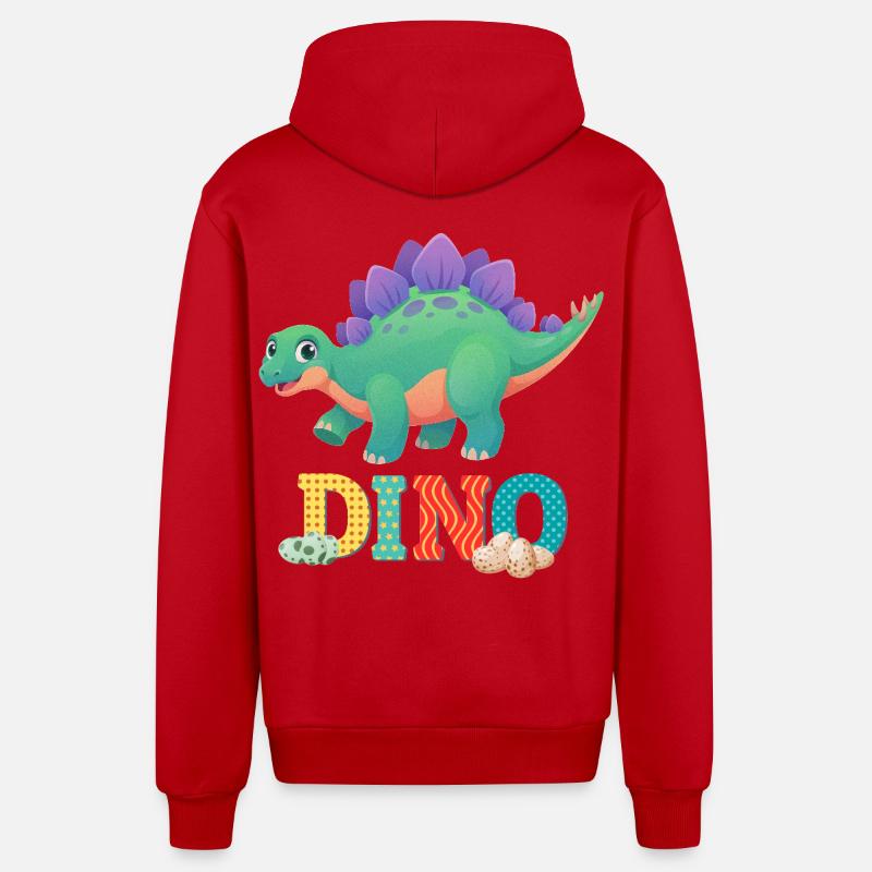 dino - Veste à capuche bio décontractée fabriquée en UE - rouge