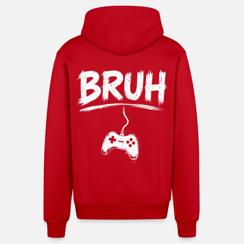 BRUH Gaming Controller Splash - Organic Relaxed Kapuzenjacke Made in EU - Rot