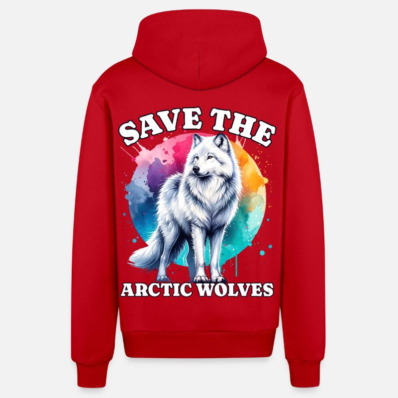 Polarwolf Sauve Arctic Wolf - Veste à capuche bio décontractée fabriquée en UE - rouge