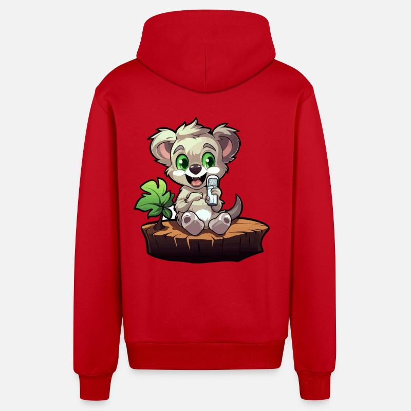 Petit koala sur la souche - Veste à capuche bio décontractée fabriquée en UE - rouge