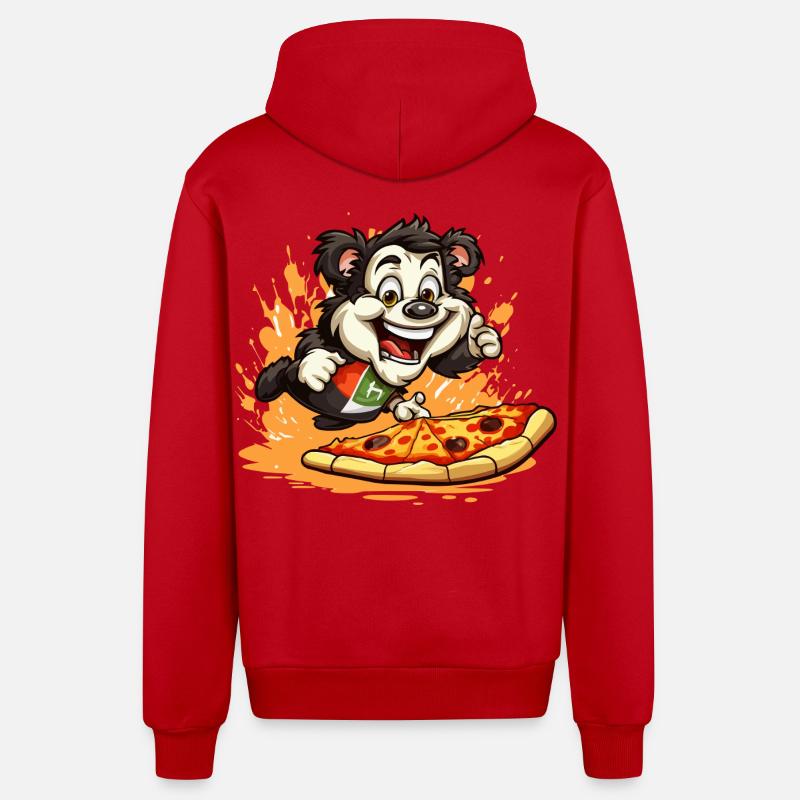 Pizza Panda Sprint - Veste à capuche bio décontractée fabriquée en UE - rouge