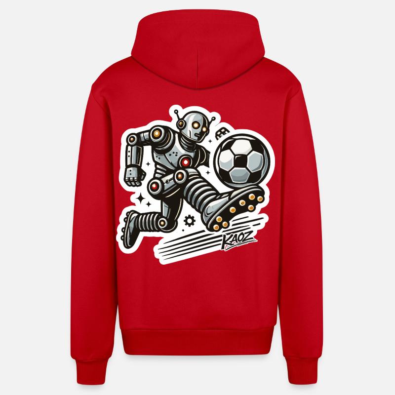 Robo Striker Soccer Bot - Veste à capuche bio décontractée fabriquée en UE - rouge