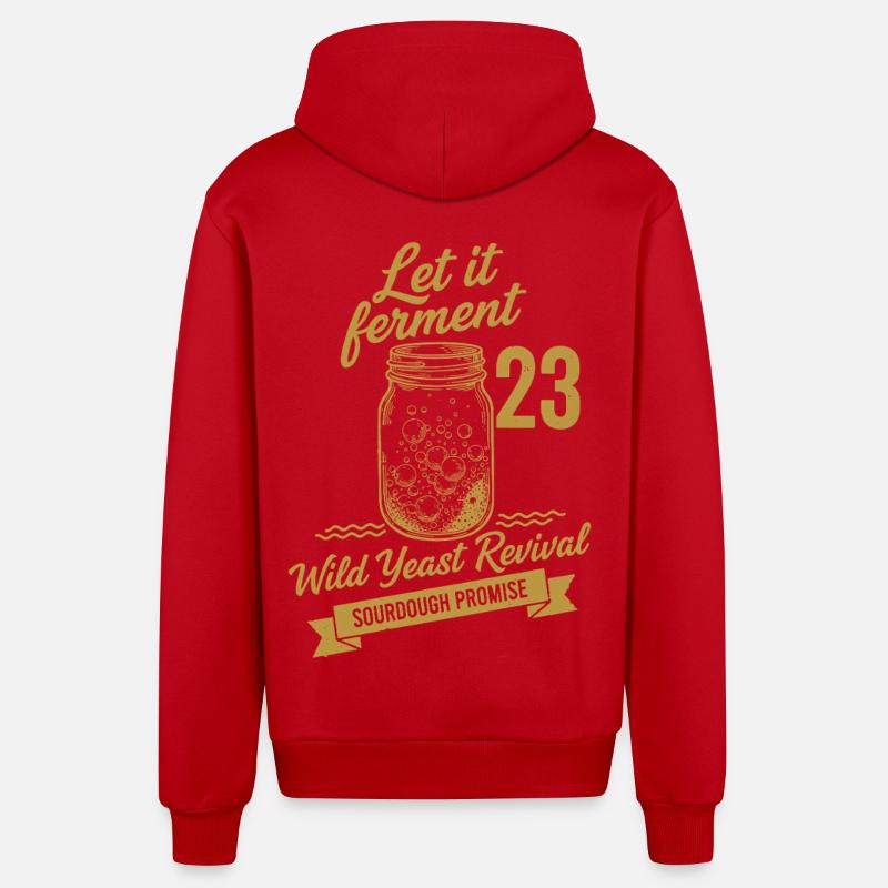 Sourdough Bread Baking Let It Ferment - Organic Relaxed Hooded Jacket Made in EU - red