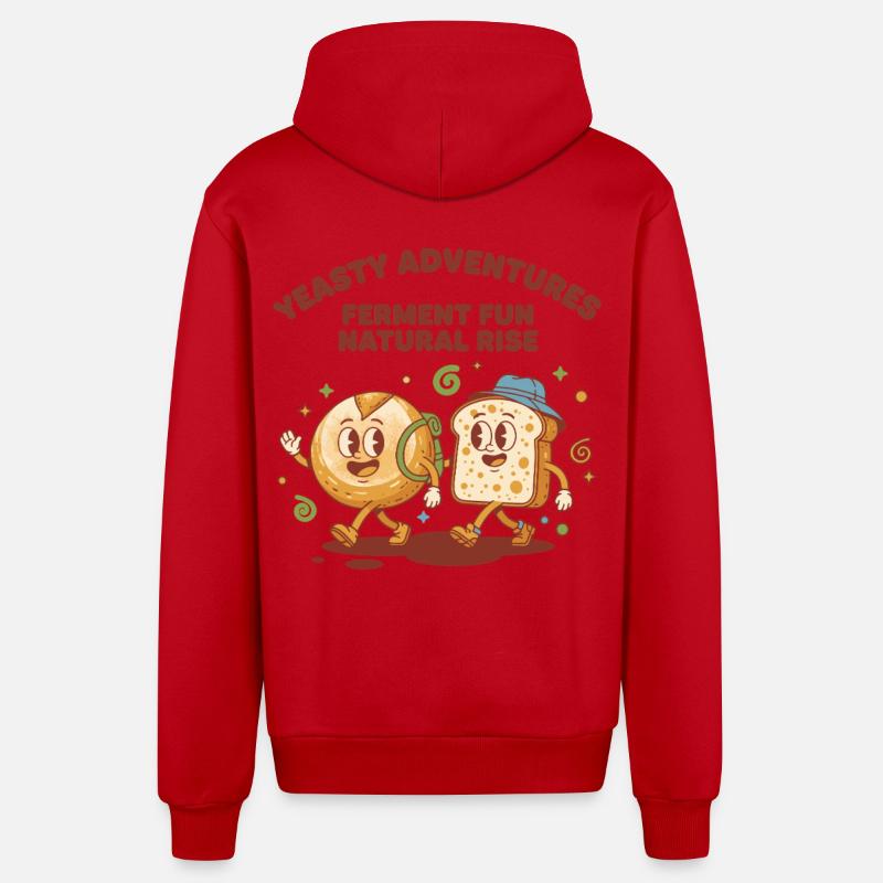 Sourdough Bread Baking Baker Sourdough Starter - Organic Relaxed Hooded Jacket Made in EU - red