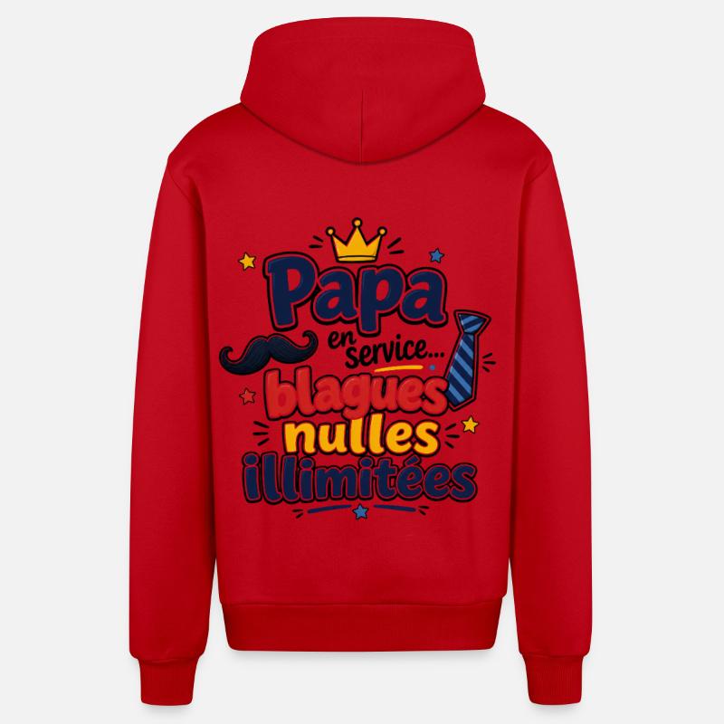 Papa blagues nulles illimitées - Veste à capuche bio décontractée fabriquée en UE - rouge