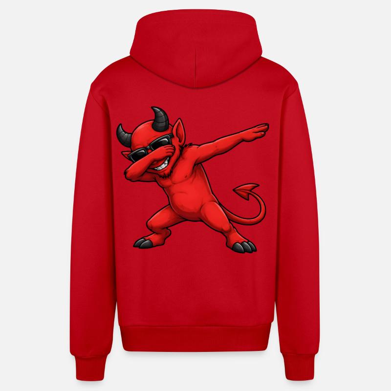 Dabbing Devil - Organic Relaxed Hooded Jacket Made in EU - red