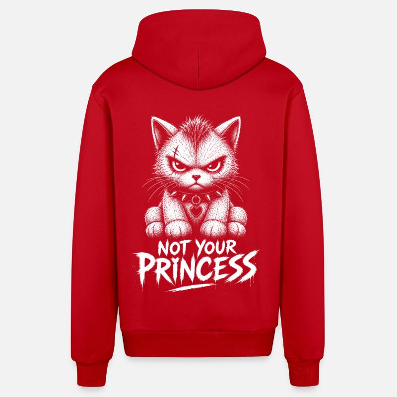 Pas ta princesse – Chat anti-princesse - Veste à capuche bio décontractée fabriquée en UE - rouge