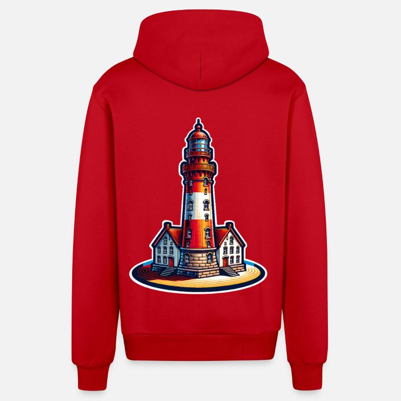 phare - Veste à capuche bio décontractée fabriquée en UE - rouge