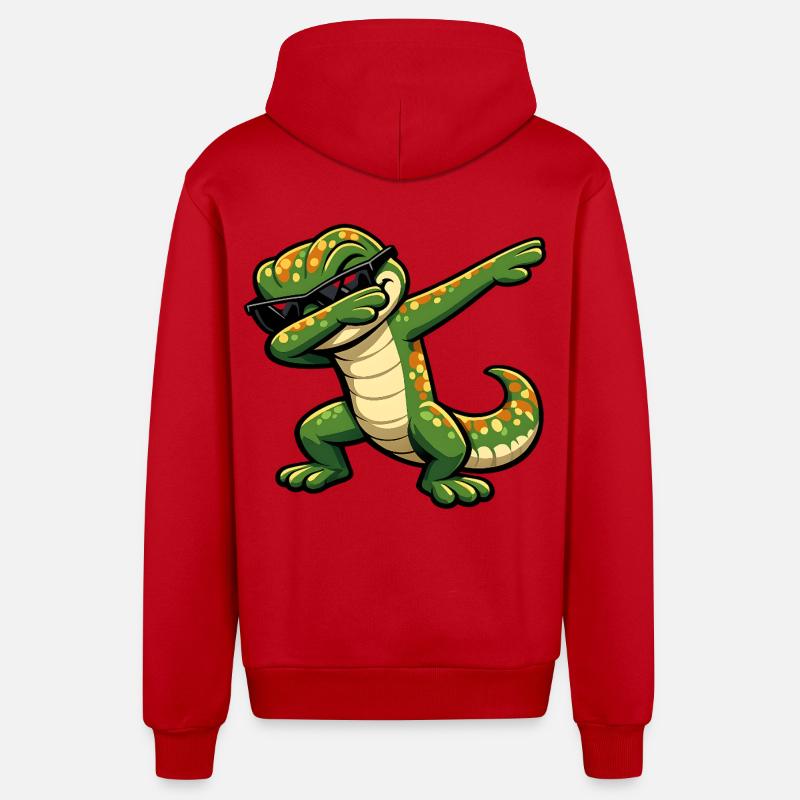 Dabping Gecko - Veste à capuche bio décontractée fabriquée en UE - rouge