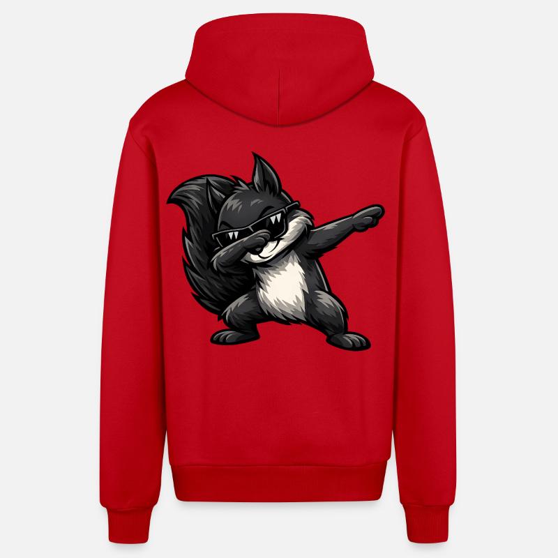 Écureuil noir à tapoter - Veste à capuche bio décontractée fabriquée en UE - rouge