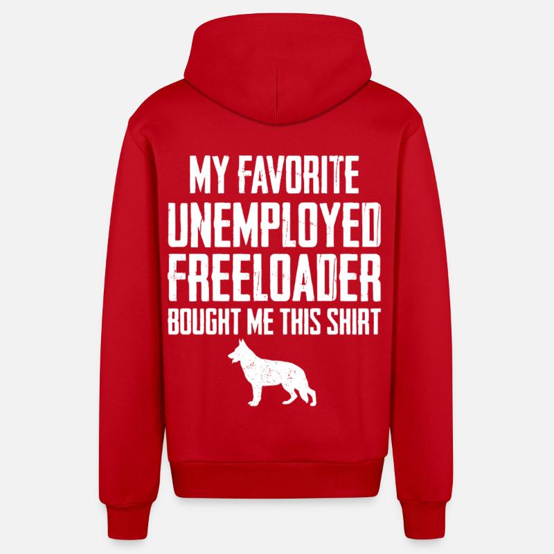 Funny German Shepherd Freeloader - Organic Relaxed Hooded Jacket Made in EU - red