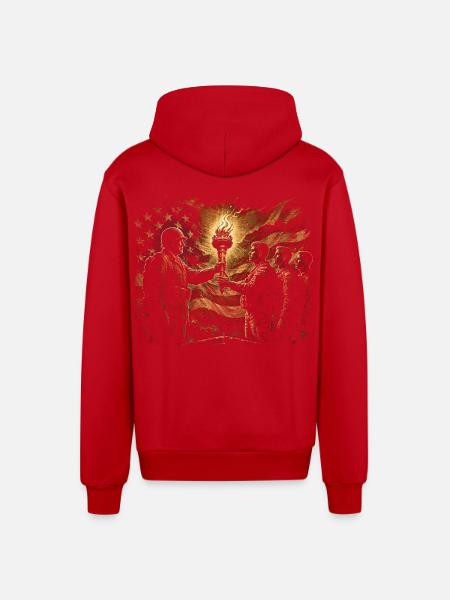 Veterans Day for Democrats - Organic Relaxed Hooded Jacket Made in EU - red