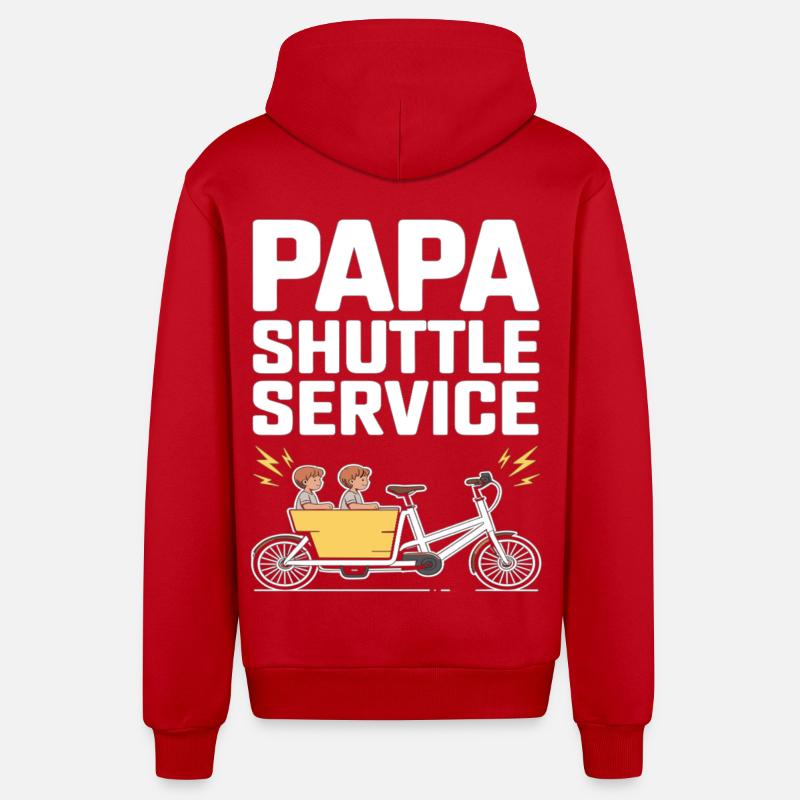 Papa Shuttle Service Vélo cargo Papa - Veste à capuche bio décontractée fabriquée en UE - rouge