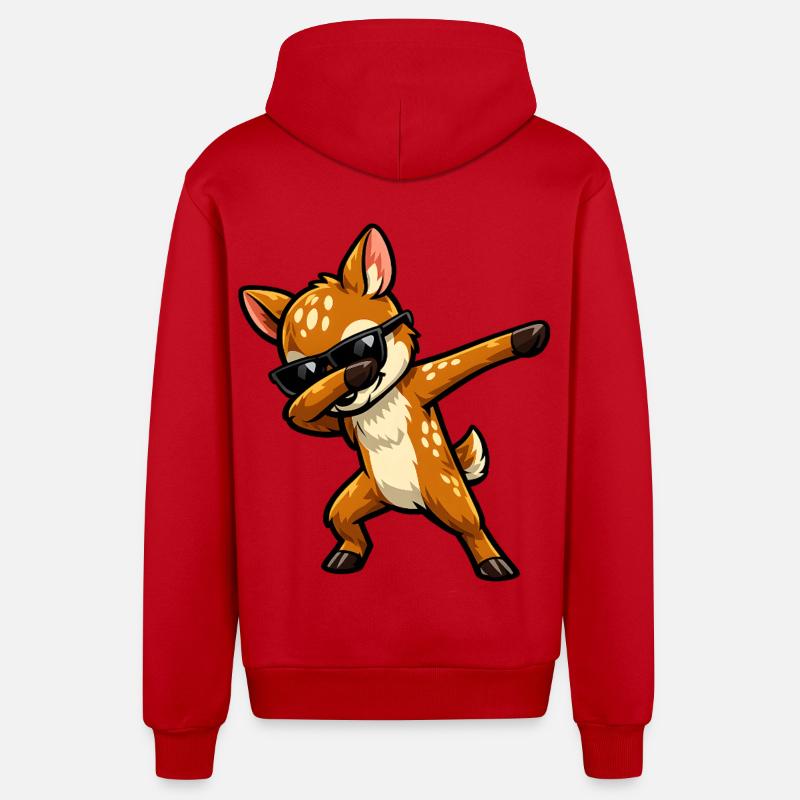 Dab du faon - Veste à capuche bio décontractée fabriquée en UE - rouge