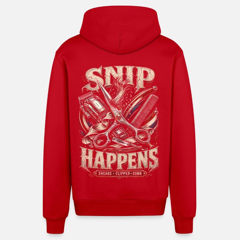 Barbier Snip Snip Arrive - Veste à capuche bio décontractée fabriquée en UE - rouge