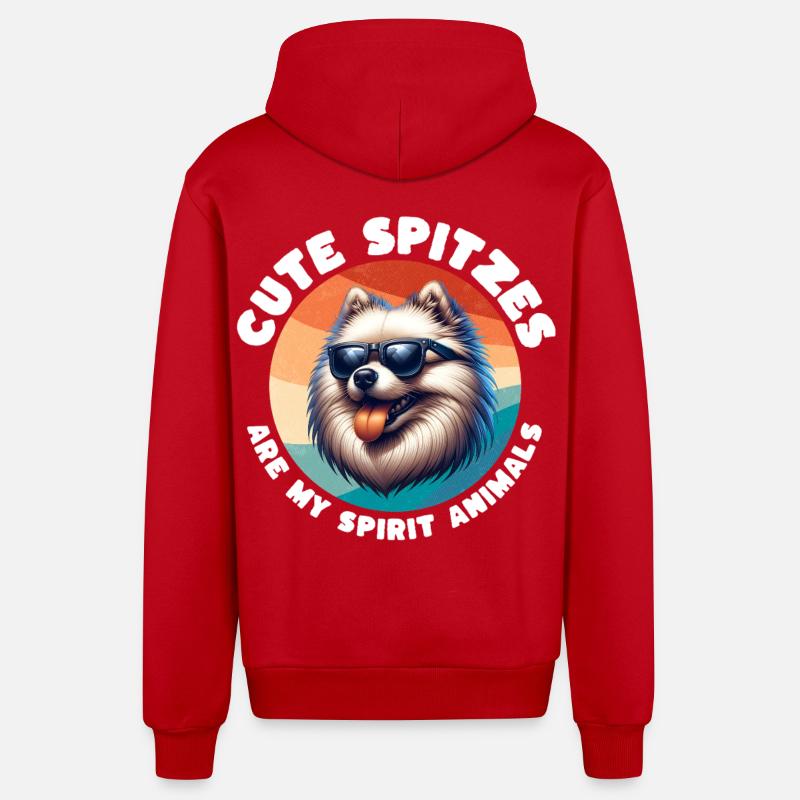 Drôles de dictons Spitz - Veste à capuche bio décontractée fabriquée en UE - rouge