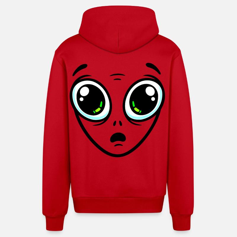 Großäugiger Außerirdischer - Organic Relaxed Kapuzenjacke Made in EU - Rot