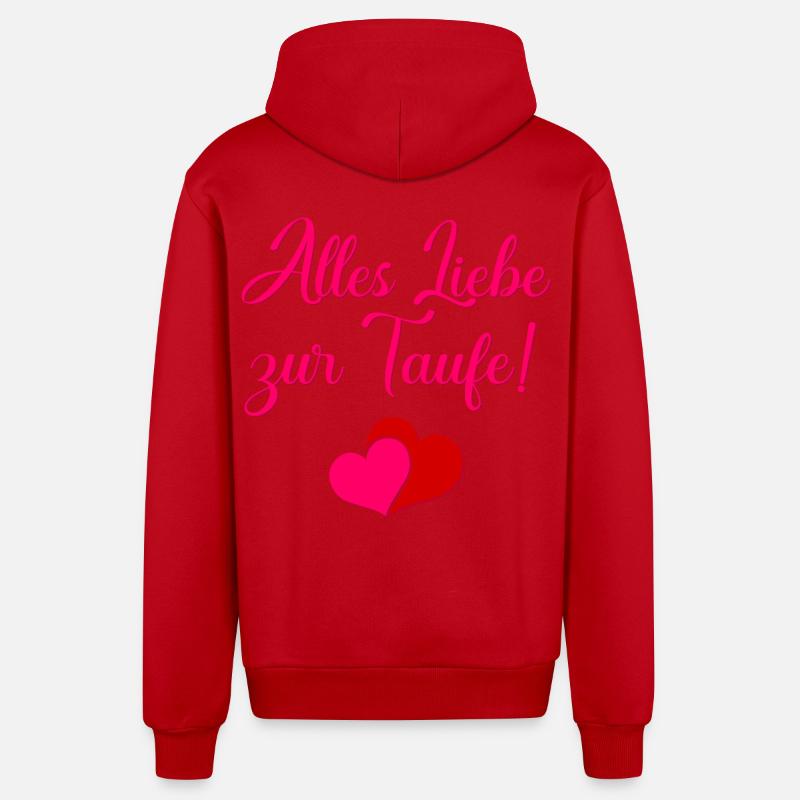 Paroles de baptême Bébé du baptême - Veste à capuche bio décontractée fabriquée en UE - rouge