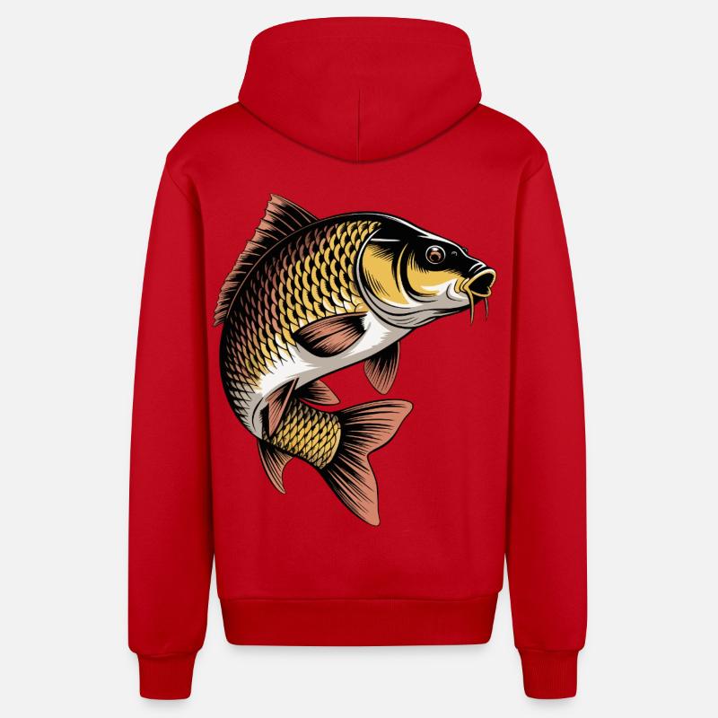 Carpe sauteuse - Veste à capuche bio décontractée fabriquée en UE - rouge