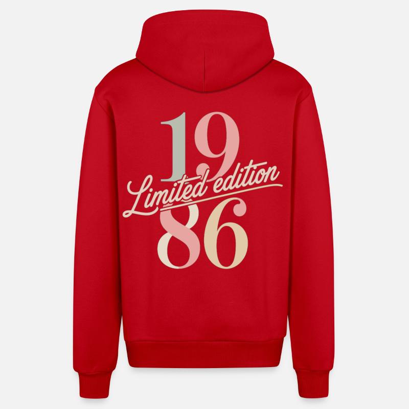 Édition limitée anniversaire 1986 - Veste à capuche bio décontractée fabriquée en UE - rouge