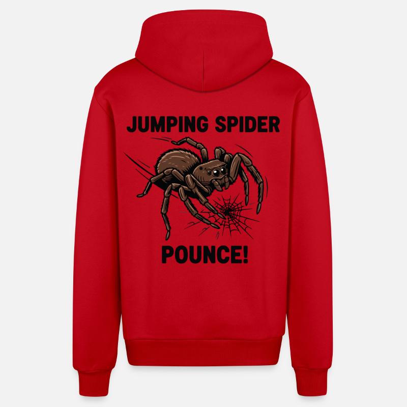 Araignée Sauteuse Springende Spinne - Organic Relaxed Kapuzenjacke Made in EU - Rot