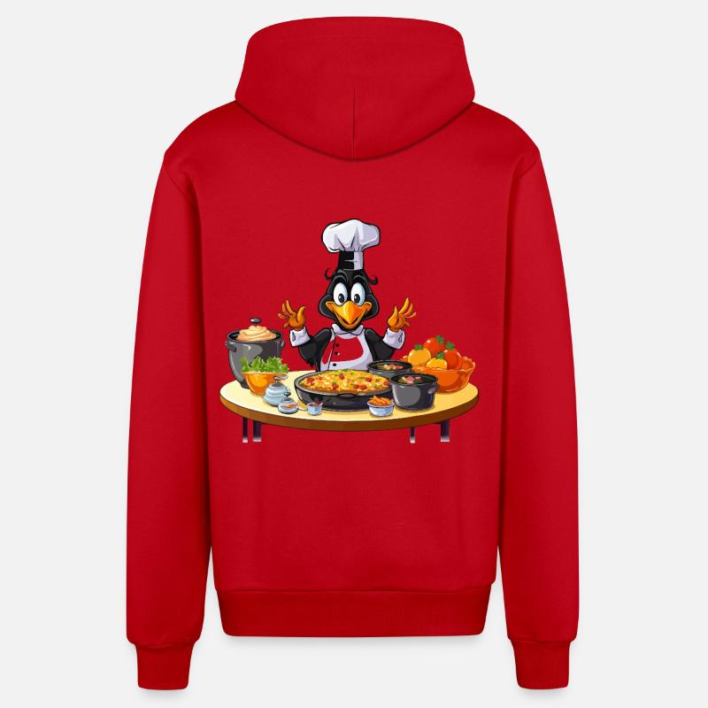 Kitchen Duck Chef Design - Veste à capuche bio décontractée fabriquée en UE - rouge