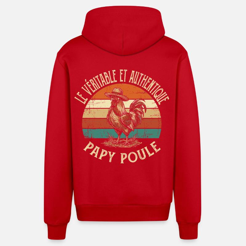 Véritable Et Authentique Papy Poule - Veste à capuche bio décontractée fabriquée en UE - rouge