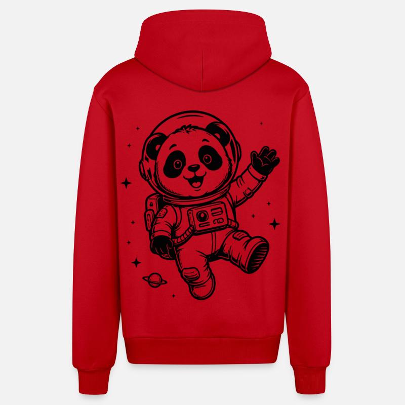 Astronaute Panda : Aventure spatiale - Veste à capuche bio décontractée fabriquée en UE - rouge