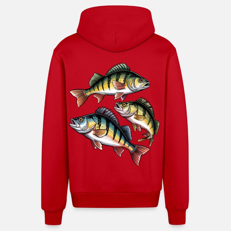 Motif de perche - Veste à capuche bio décontractée fabriquée en UE - rouge