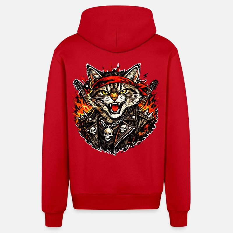 Chat à bascule - Veste à capuche bio décontractée fabriquée en UE - rouge