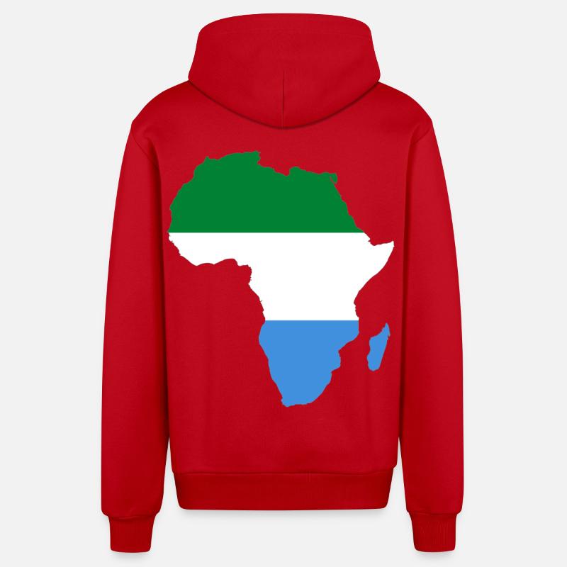 Sierra_Leone_Flagge_Afrika - Veste à capuche bio décontractée fabriquée en UE - rouge