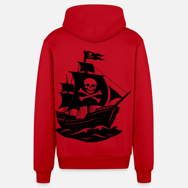 Bateau pirate - Veste à capuche bio décontractée fabriquée en UE - rouge