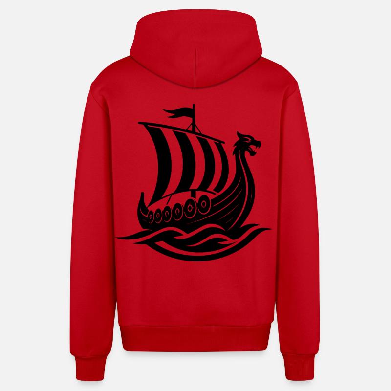 Bateau Viking - Veste à capuche bio décontractée fabriquée en UE - rouge